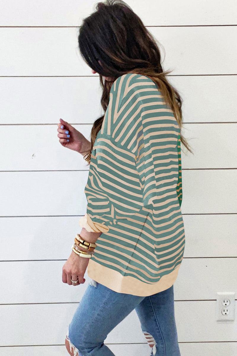 *WEBSITE EXCLUSIVE* Addie Stripe Colorblock Oversized Sweatshirt