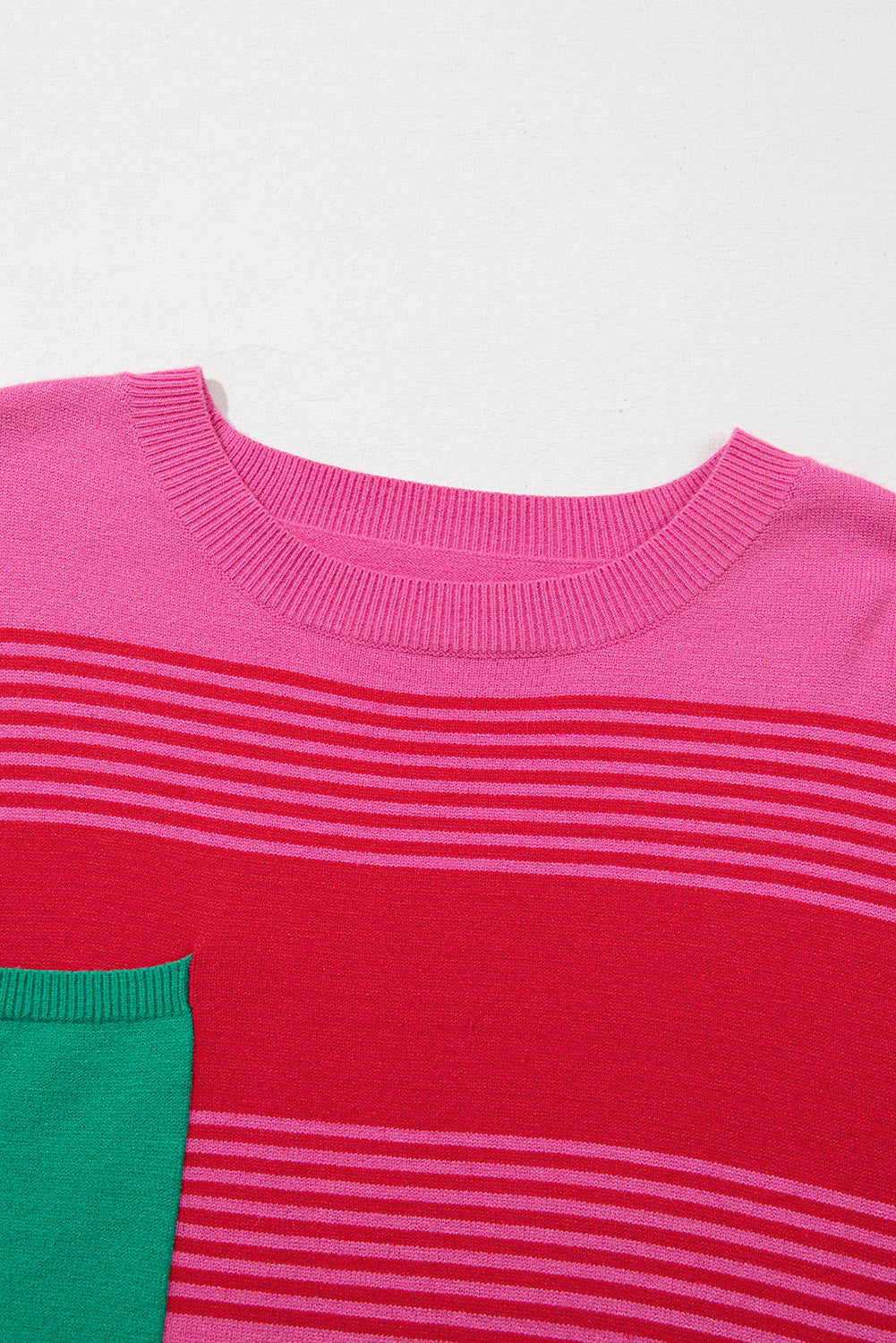 *WEBSITE EXCLUSIVE* Rose Striped Patch Pocket Drop Shoulder Knit Sweater