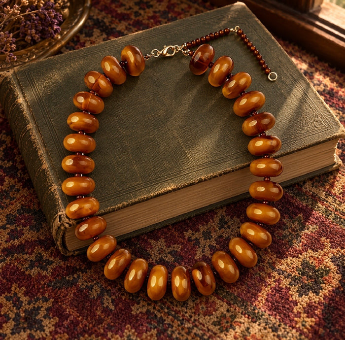 Raw Umber Chunky Bead Necklace