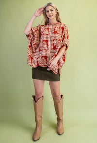 Brick Scalloped Blouse