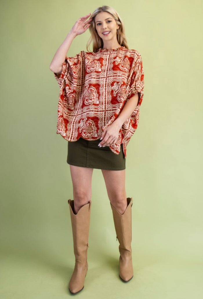 Brick Scalloped Blouse