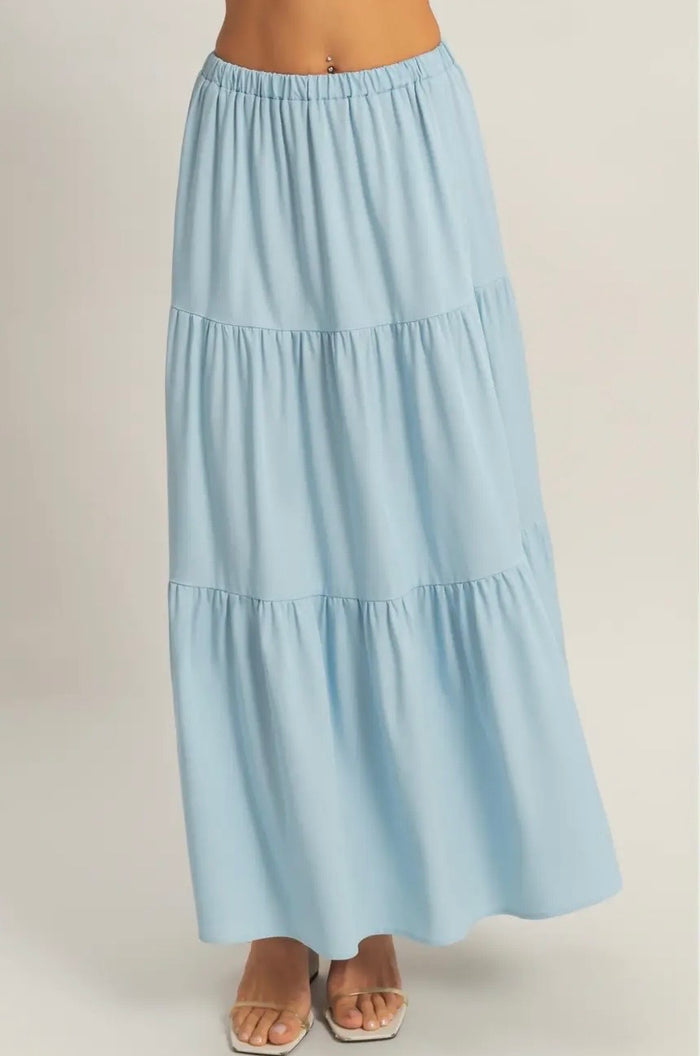 Light Blue Long Tiered Skirt