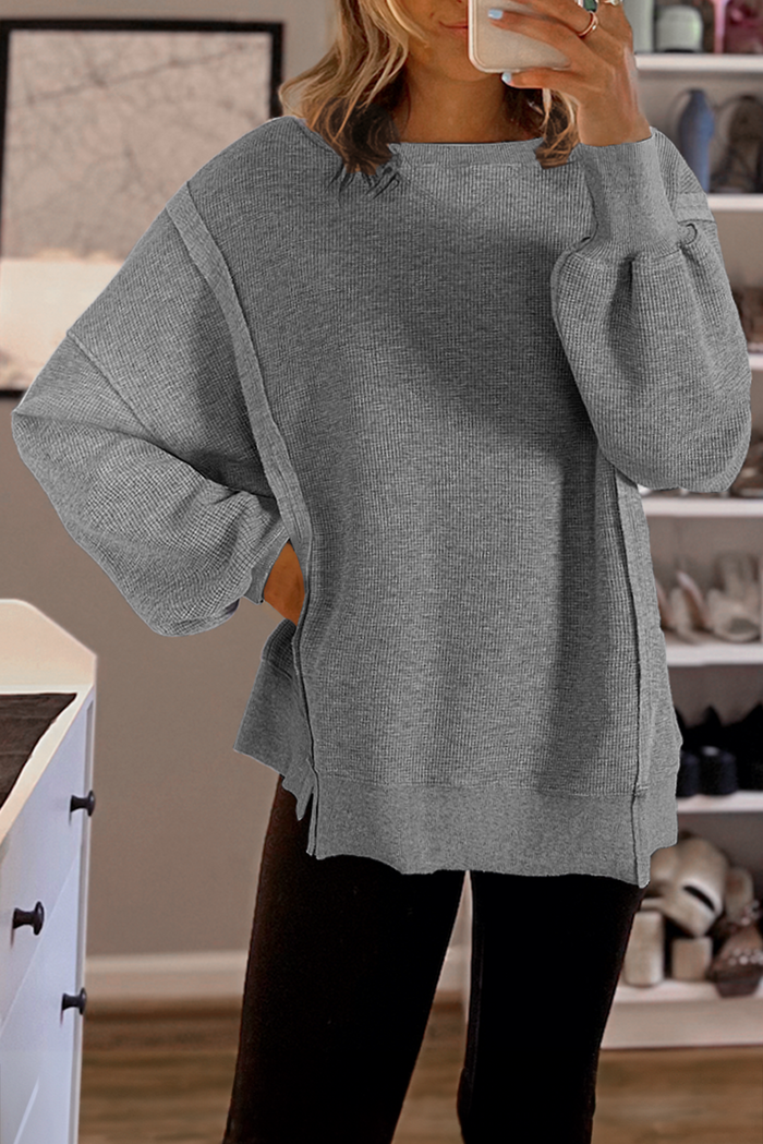 *WEBSITE EXCLUSIVE* Knit Bishop Sleeve Oversized Sweatshirt