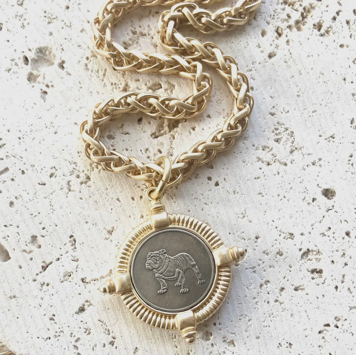 Handmade Bulldog Coin Necklace