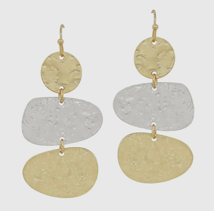 Hammered Gold & Silver Earrings
