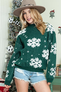 *Website Exclusive * Christmas Snowflake Mock Neck Sweater