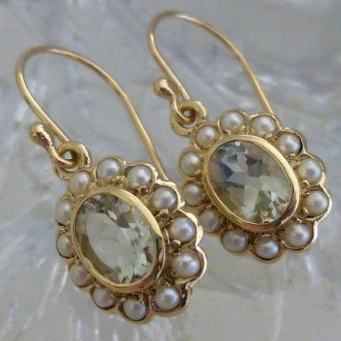 Oval Pearl Circle Earrings