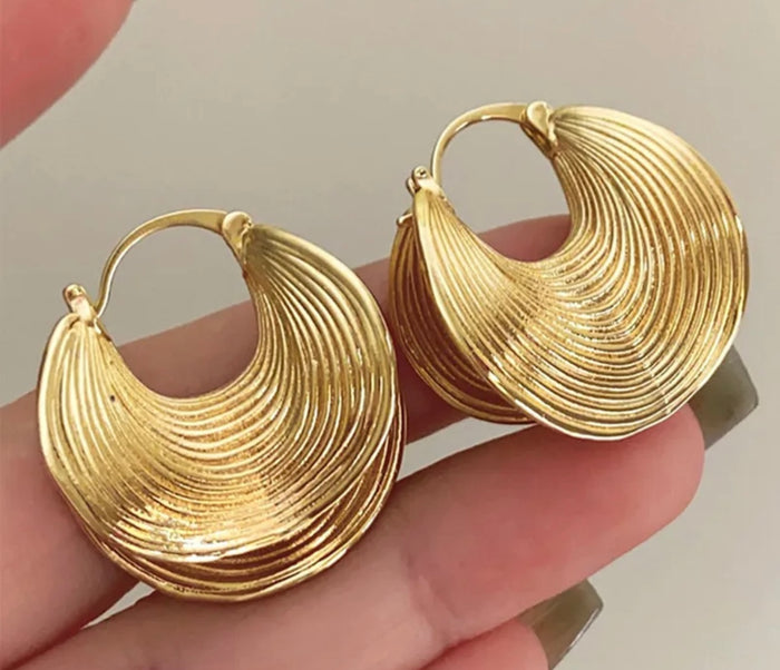 Organic Gold Fan Shaped Earrings