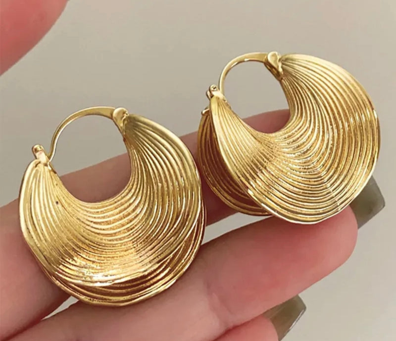 Organic Gold Fan Shaped Earrings
