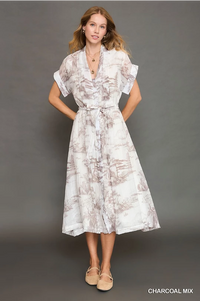 *Available in Store* Charcoal Toile Print Dress