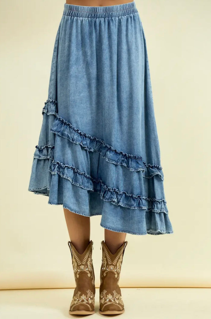 Asymmetrical Denim Skirt