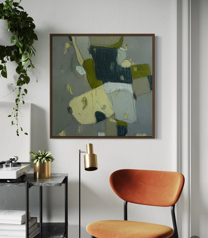 “They Always Loved Indoor Recess” Framed Original Painting 24” x 24”