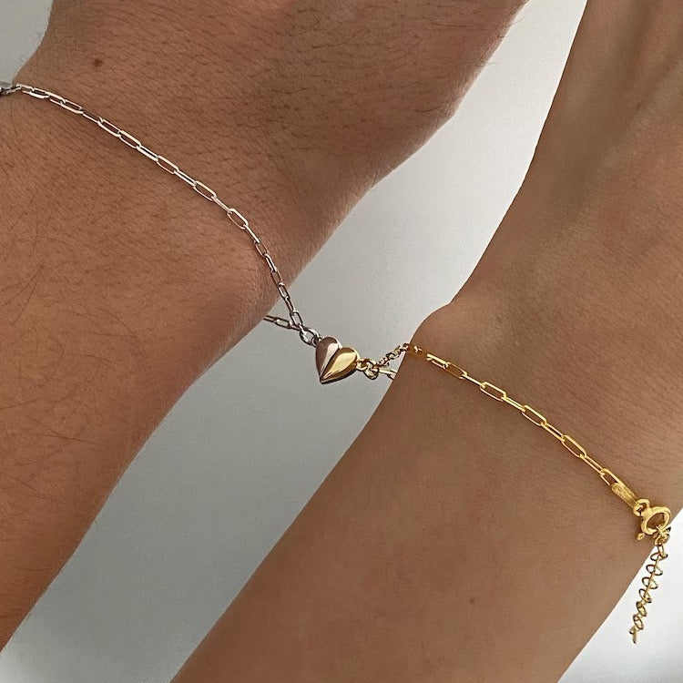Set of Magnetic Bracelets With Heart Charm