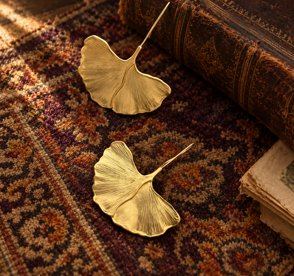 Gold Gingko Earrings