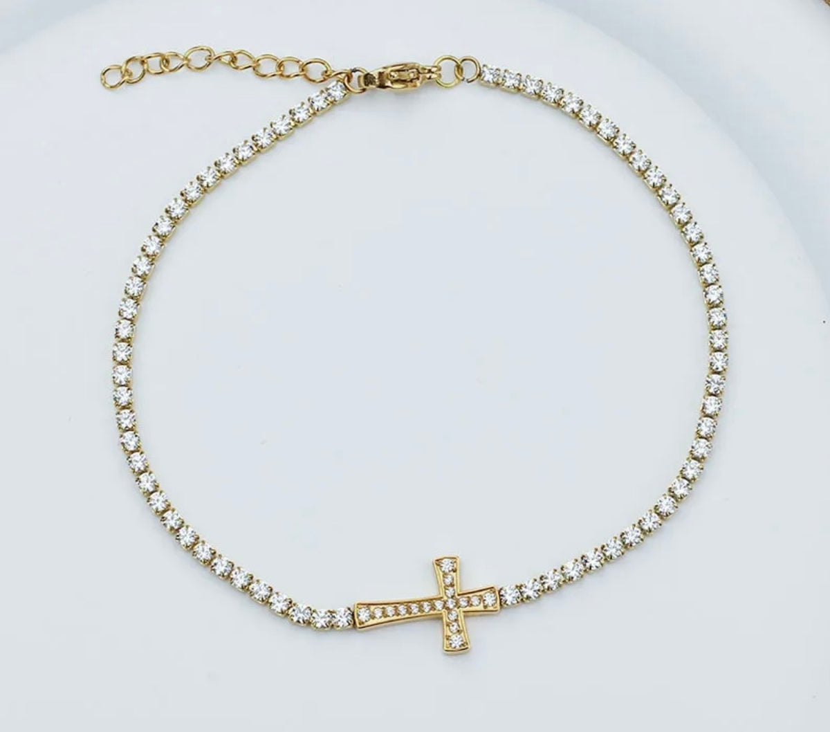 Sparkly Cross Bracelet (A)