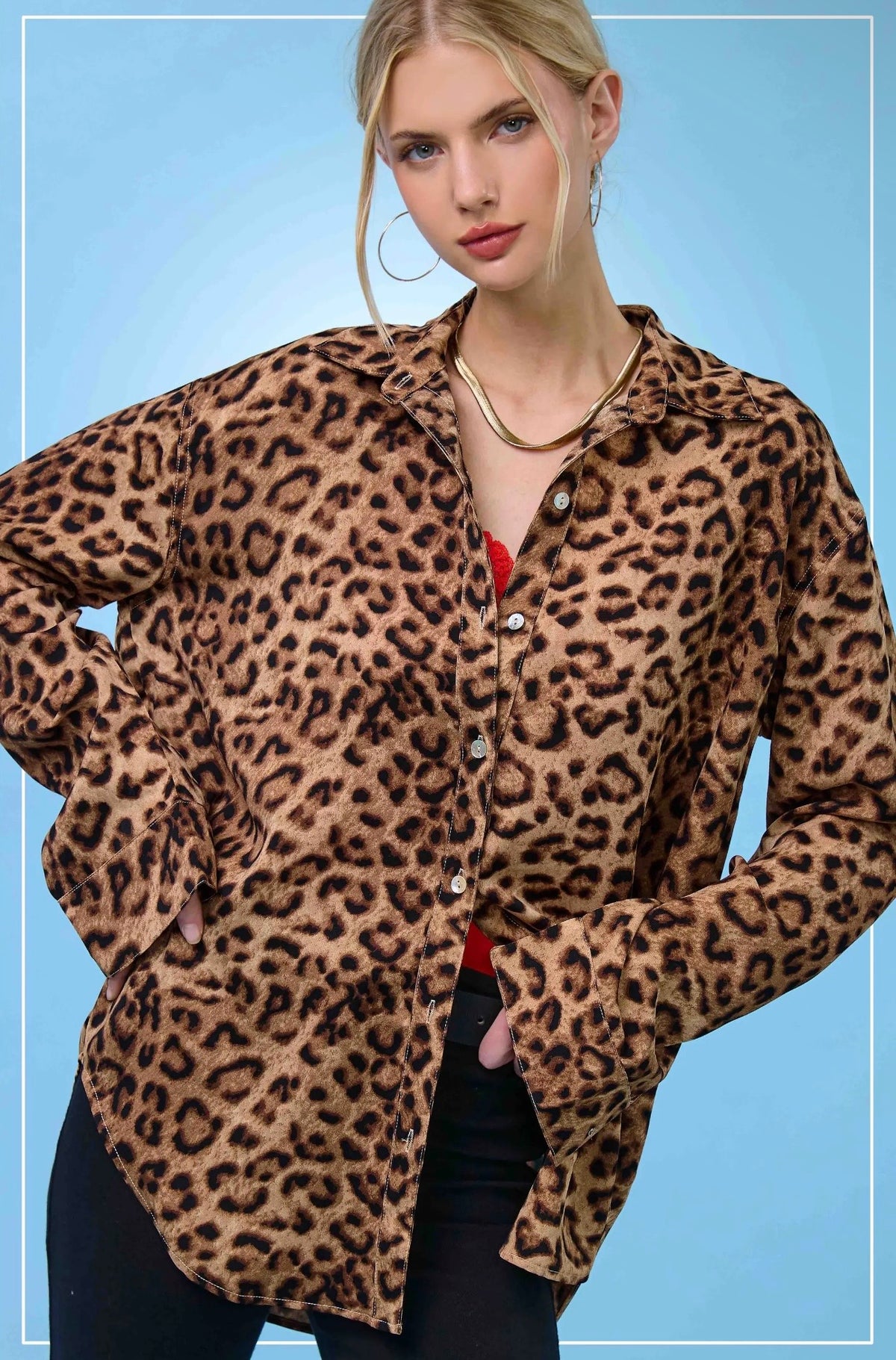 Leopard Button Up Blouse