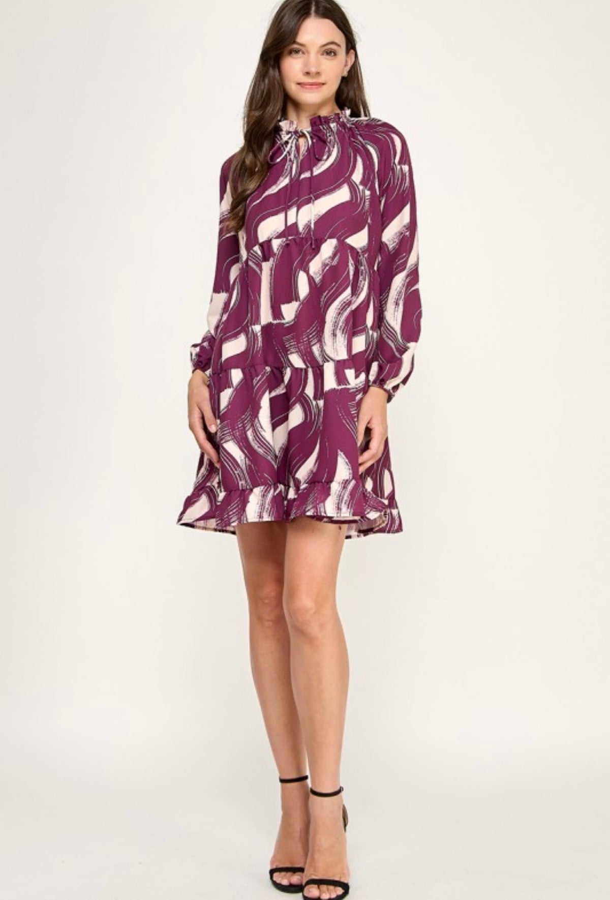 Maroon & White Dress