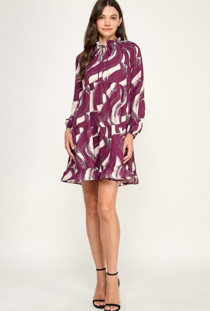 Maroon & White Dress