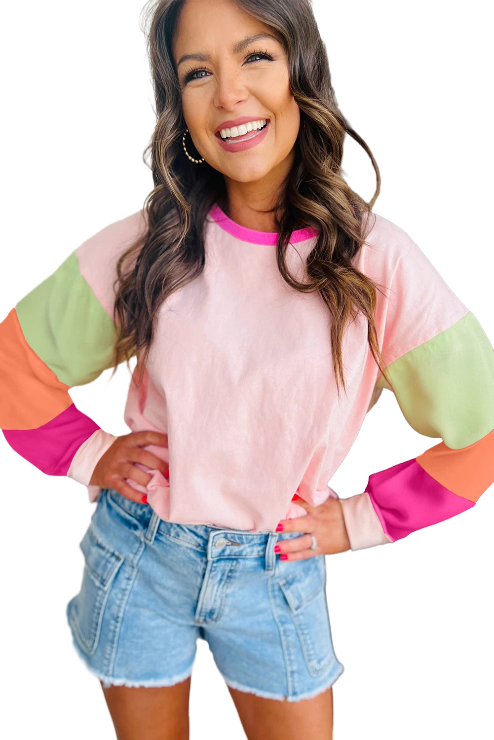 *WEBSITE EXCLUSIVE* Lucy Color Block Sleeve Loose Fit Top