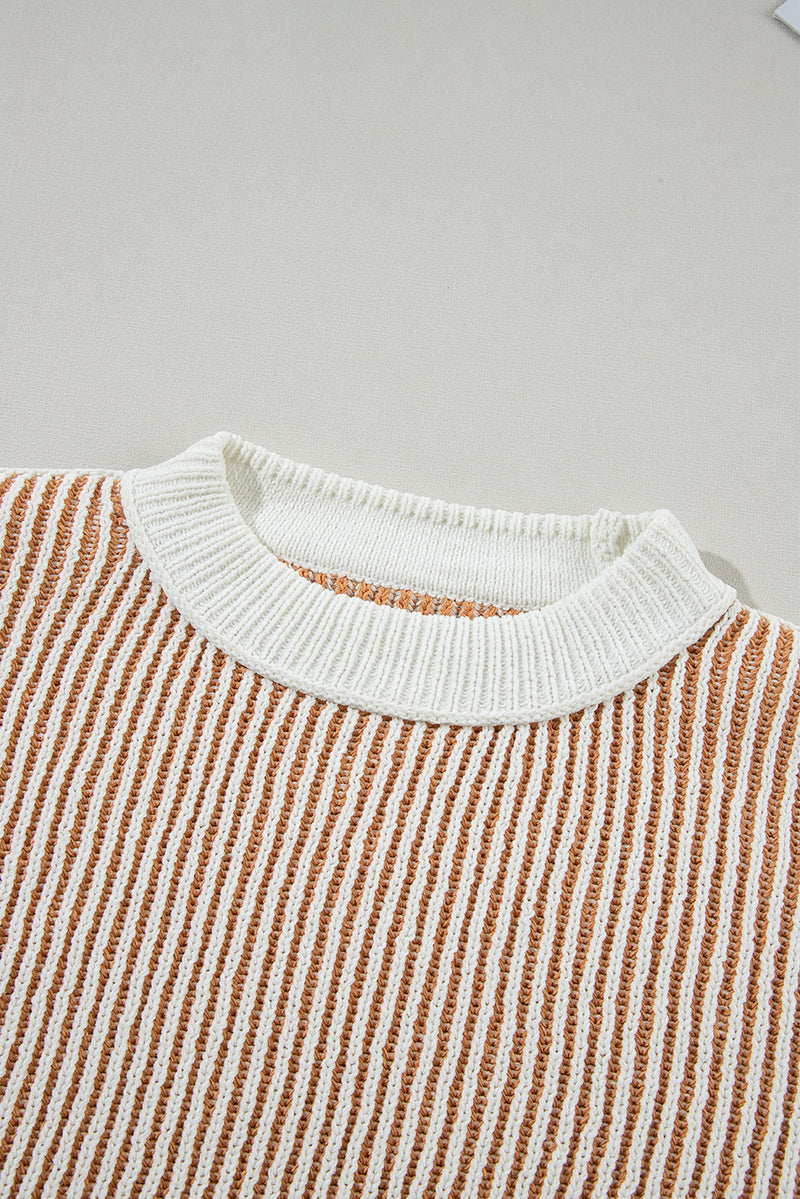 *WEBSITE EXCLUSIVE* Isla Striped Contrast Trim Loose Sweater