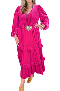 *WEBSITE EXCLUSIVE* Plus Hot Pink Tiered Ruffle Size Maxi Dress