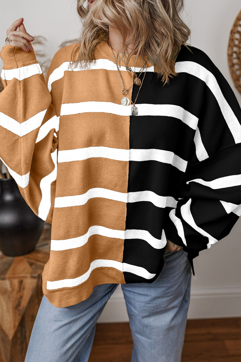 *WEBSITE EXCLUSIVE* Hannah Stripe Exposed Seam Loose Sweatshirts