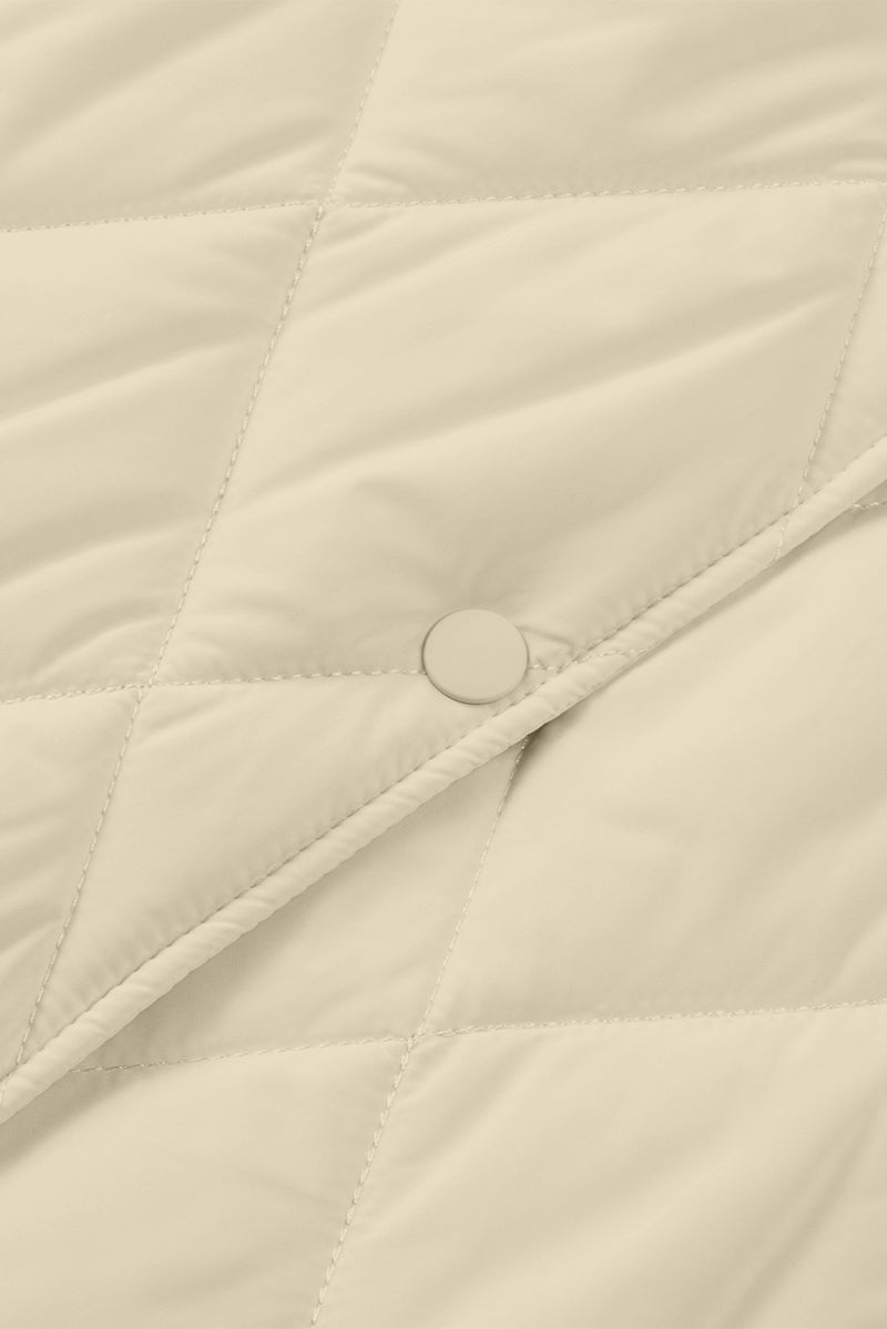 *Website Exclusive* Beige Quilted Snap Button Hooded Puffer Coat