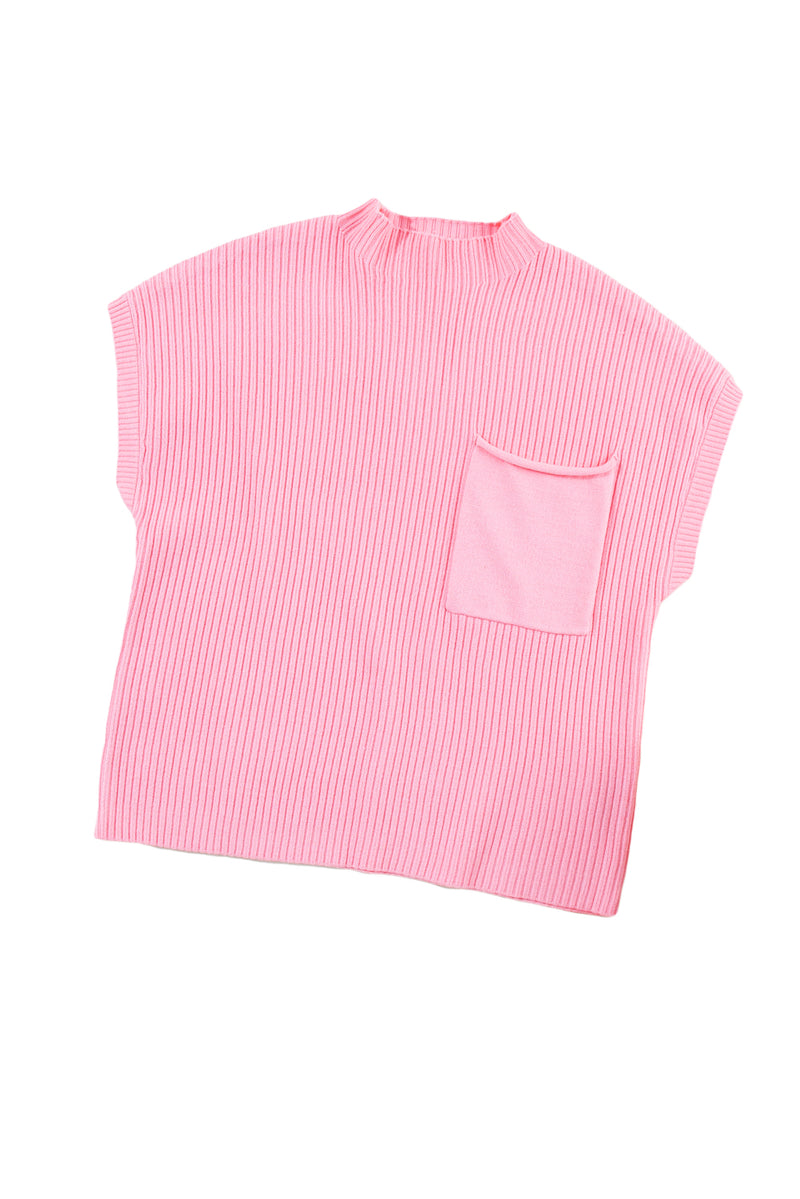 *Website Exclusive* Lee Patch Pocket Ribbed Knit Short Sleeve Sweater