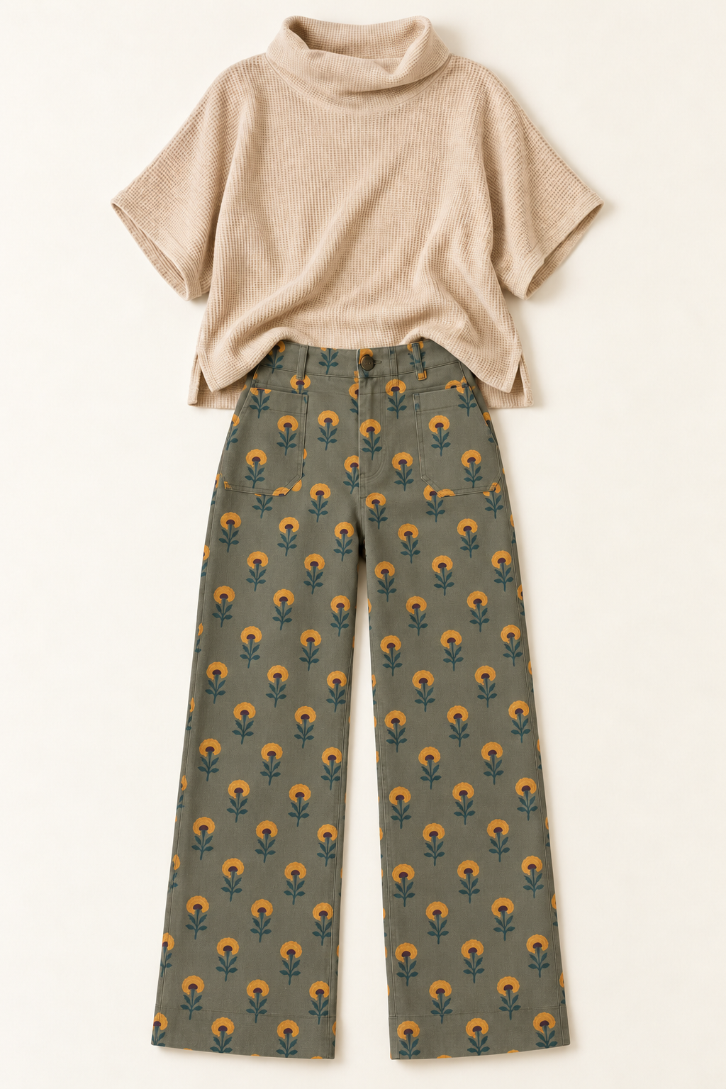 Olive Floral Pants