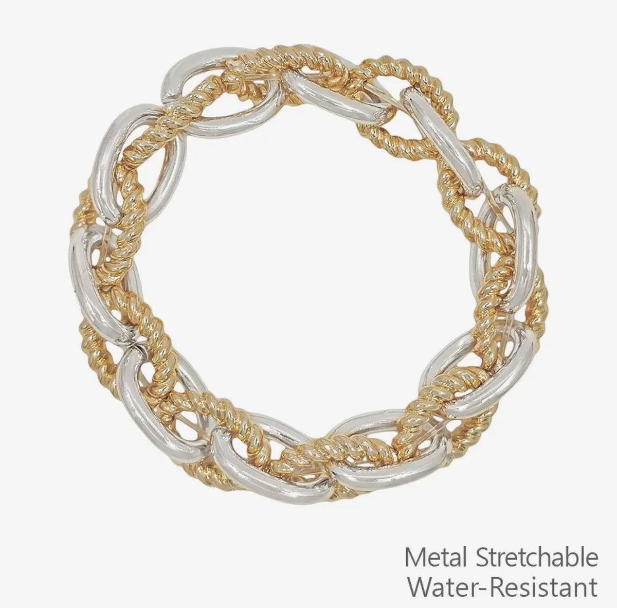 Interlocking Gold & Silver Chain Bracelet