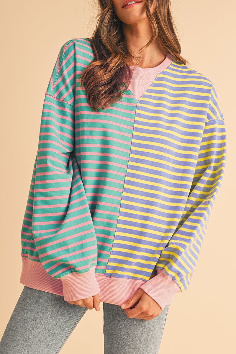 *WEBSITE EXCLUSIVE* Addie Stripe Colorblock Oversized Sweatshirt