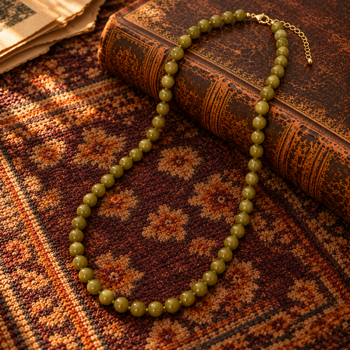 Long Strand Green Bead Necklace (FW)