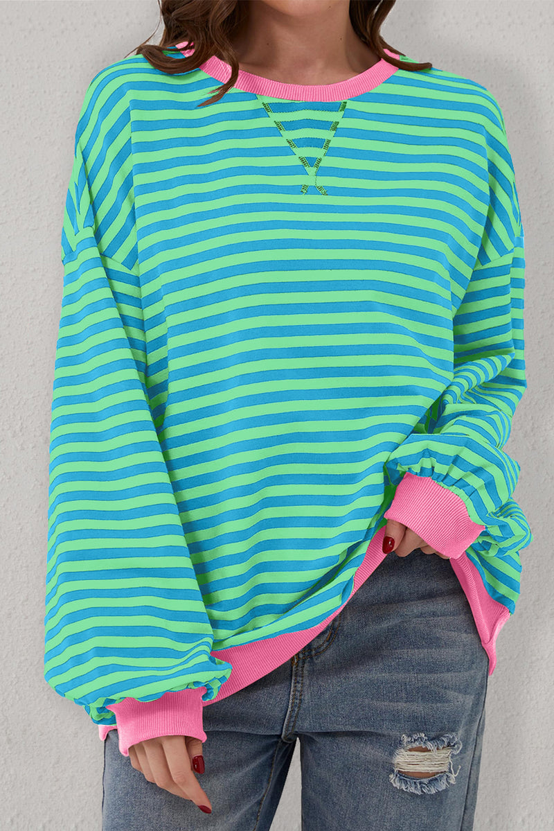 *WEBSITE EXCLUSIVE* Stripe Contrast Edge Oversized Pullover