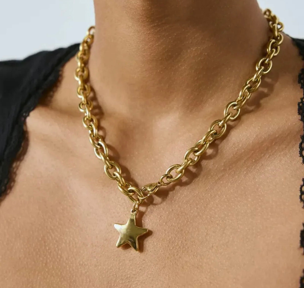 Gold or Silver Star Link Chain Necklace