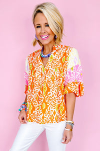 *WEBSITE EXCLUSIVE* Orange Animal Print Blouse