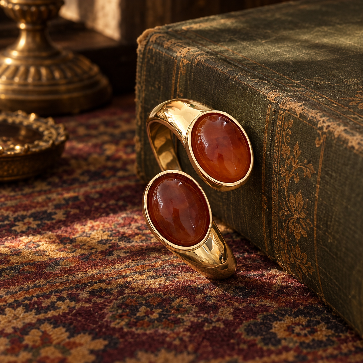 Brown Inlay Cuff Bracelet