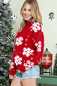 *Website Exclusive * Christmas Snowflake Mock Neck Sweater