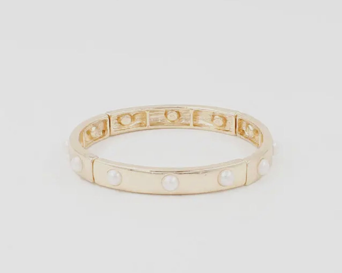 Pearl Stretch Gold Bracelet