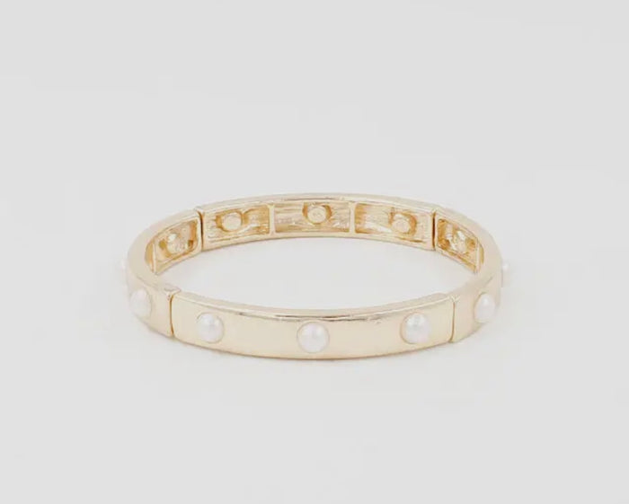 Pearl Stretch Gold Bracelet