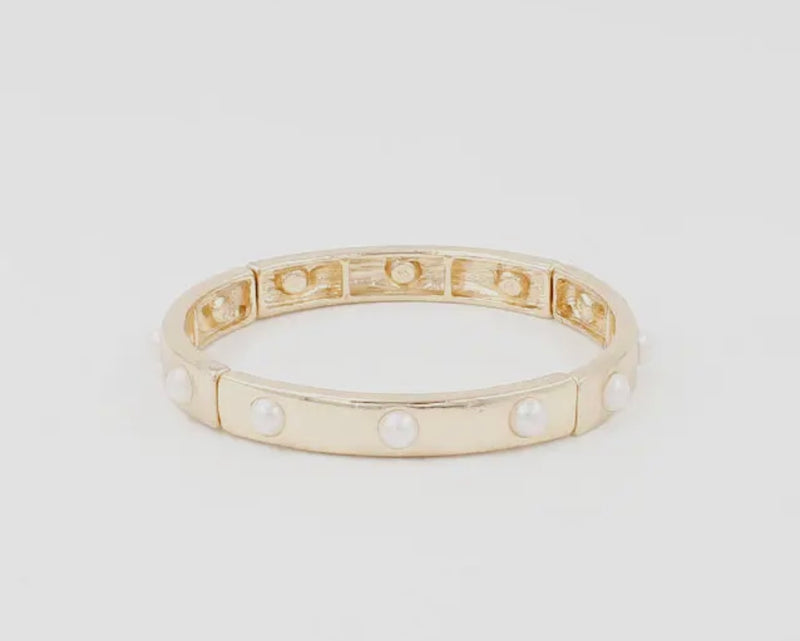 Pearl Stretch Gold Bracelet