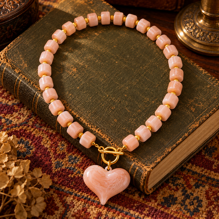 Pink Chunky Heart Necklace