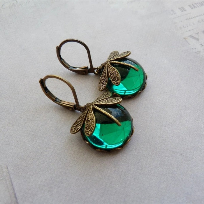 Green Dragonfly Earrings