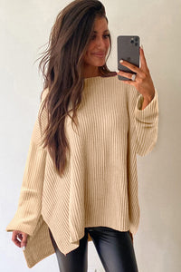 *WEBSITE EXCLUSIVE* Dolly Plain Side Slits Oversized Sweater