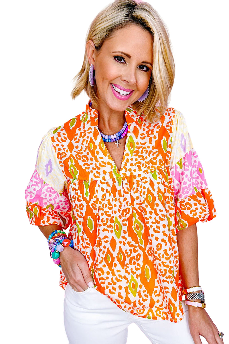 *WEBSITE EXCLUSIVE* Orange Animal Print Blouse