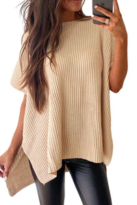 *WEBSITE EXCLUSIVE*  Delia Side Slit Short Sleeve Oversized Sweater