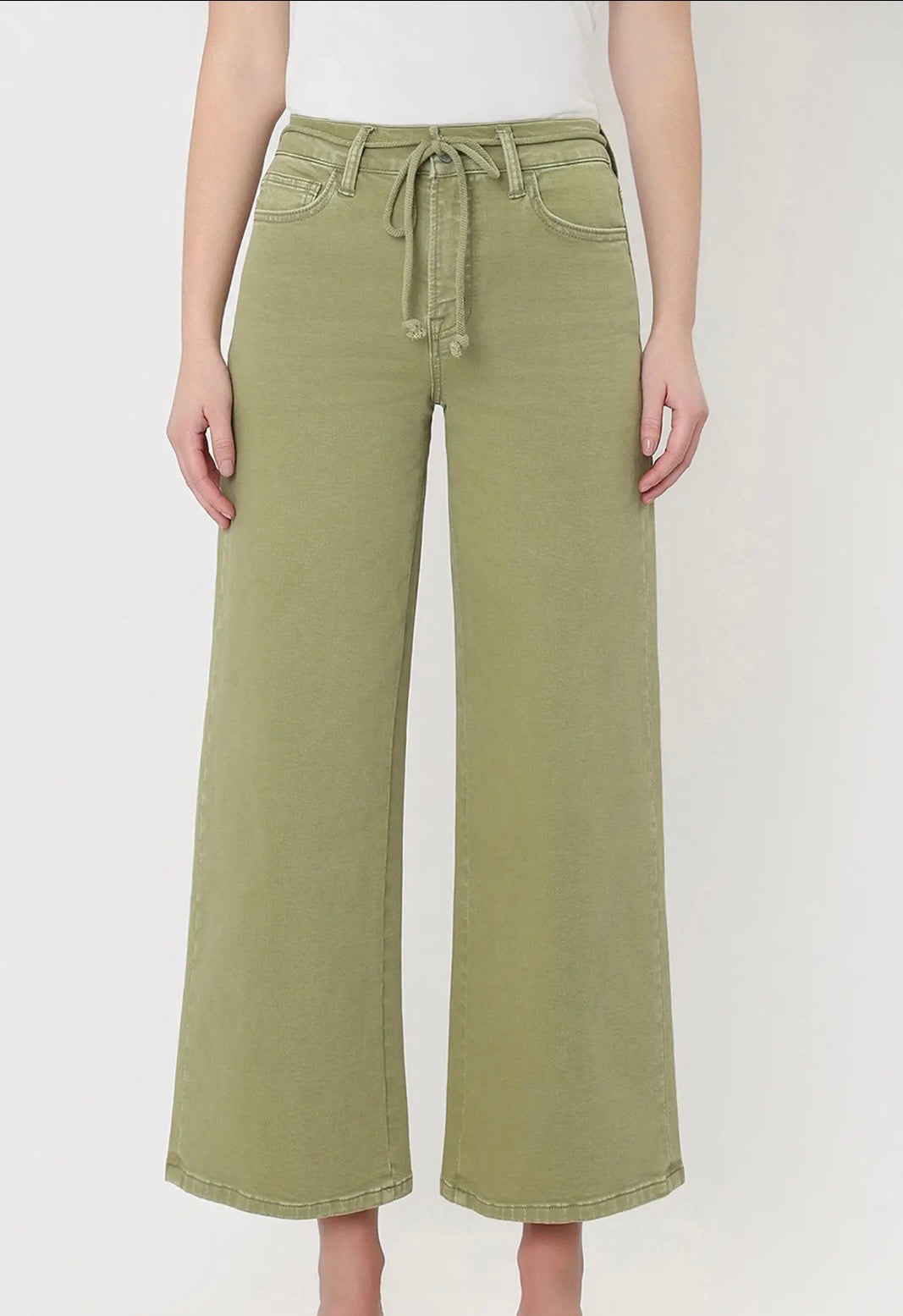 Eucalyptus Cropped Wide Leg Jeans