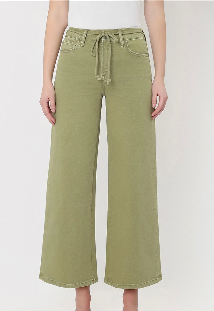 Eucalyptus Cropped Wide Leg Jeans