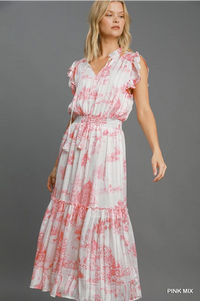 *Available in Store* Pink Toile Midi Dress