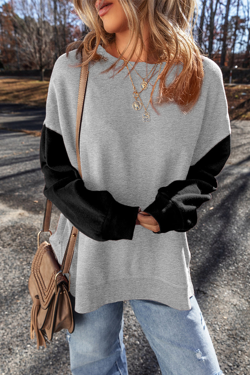 *WEBSITE EXCLUSIVE* Viola Two Tone Drop Shoulder Pullover Sweatshirt