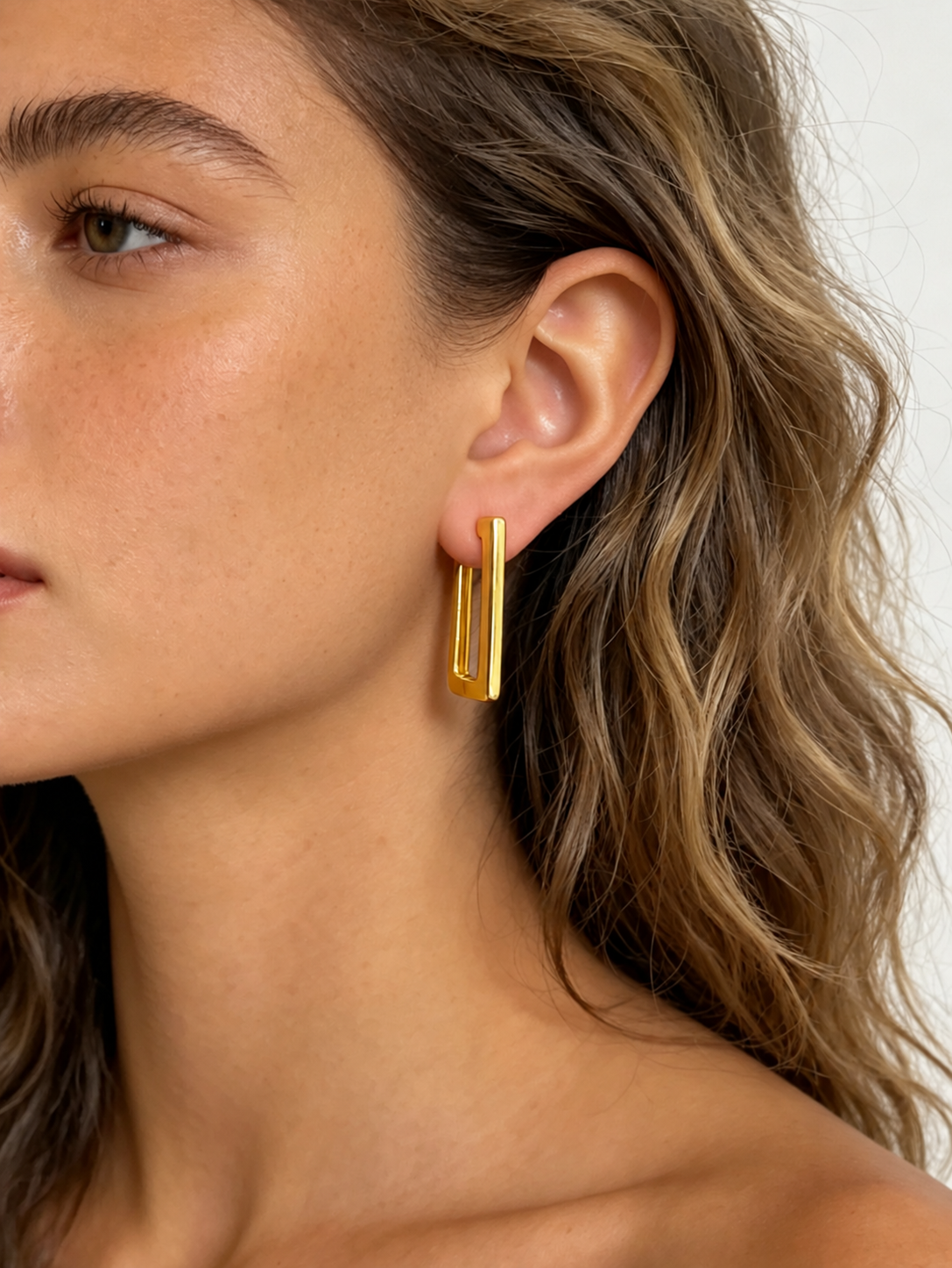 Gold Rectangle Hoops